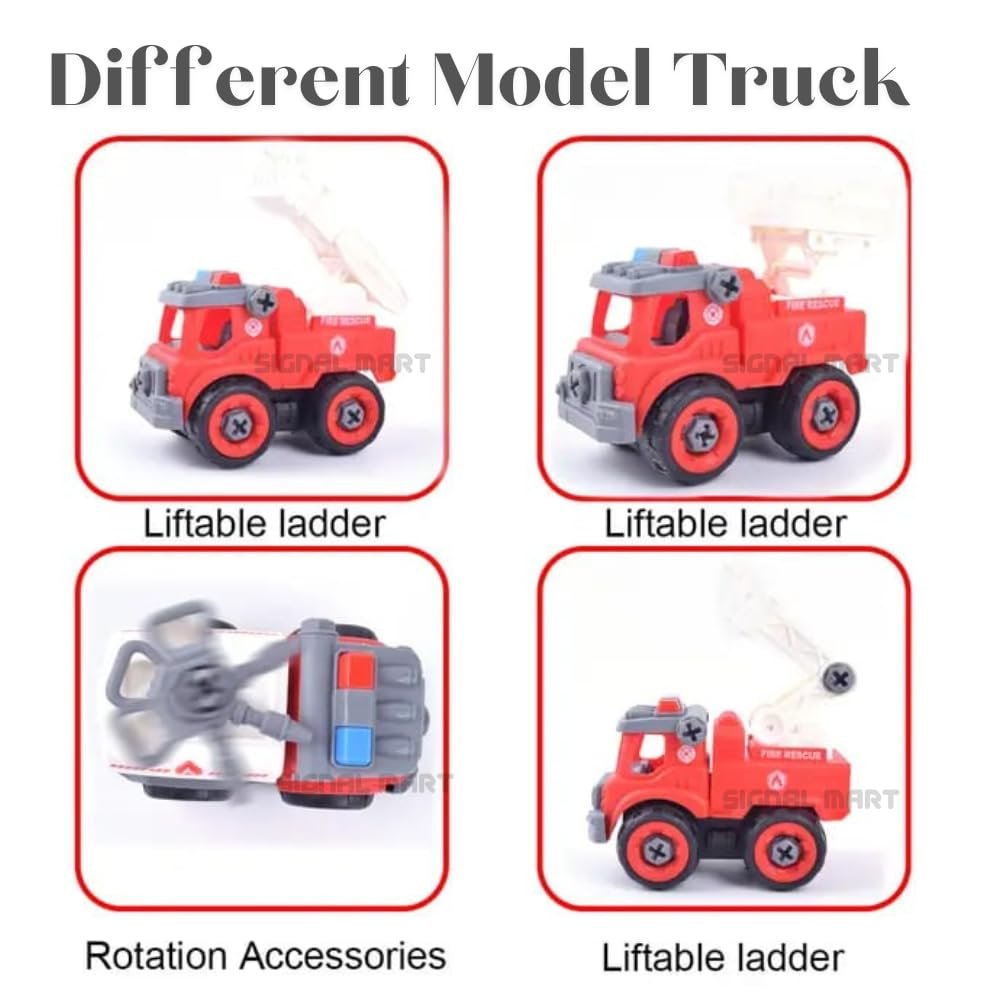 Fire Rescue Toy Set Pack of 6 with 1 Screwdriver Tools,Kids Stem Toys Including 1 Crane,1 Truck,1 Man,and 1 Spoon for Toddlers Boys 3-7 Year Old,Multicolor - Image 5