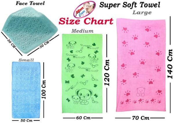 MOM CARE Microfibre Bath Towels For Kids Extra Soft/Quick Dry/Strong Water Absorbent/Bathing Towel,Boys And Girls (Pack Of 1, Multi Color L-70Cm X B-140Cm | Microfiber;Cotton, 350 Tc - Image 2