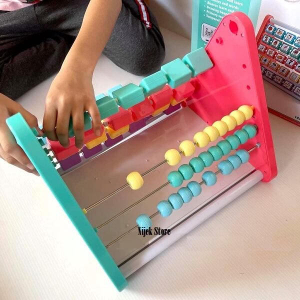5 in 1 Activity Triangle Center Cube Alphabet Blocks Abacus Clock Writing Board Counting Beads Assembly Toys for Babies Montessori Learning Toy for 1-5 Year Old Kids (Multicolor) - Image 4