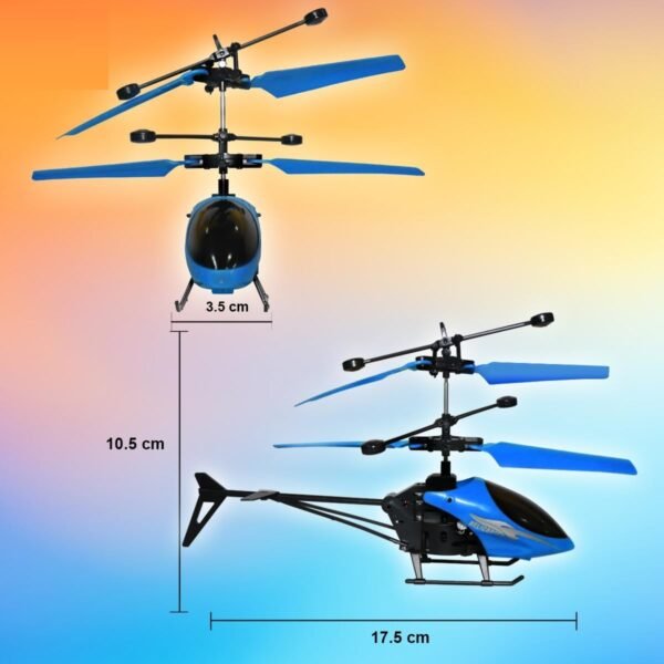 Toyshine Remote Control 2 Channel Helicopter inbuilt with Hand Sensor USB Charging Tornado Infrared Induction 3D Lights Toy for Kids 8+Years (Blue) - Image 3