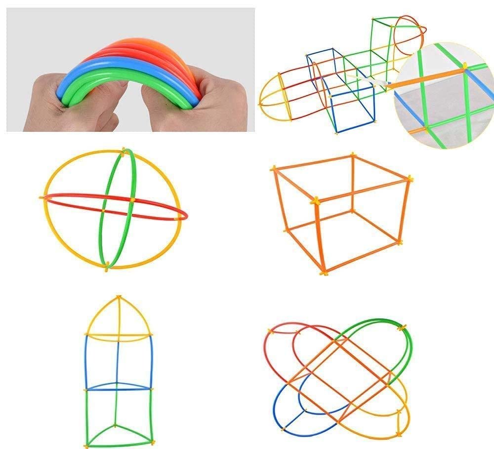 Colorful Pipe Straw Stick Building Block Game Toy Set for for 3-8 Years Old Kids Boys & Girls,Multi Color,200 Piece (Building Block) - Image 2