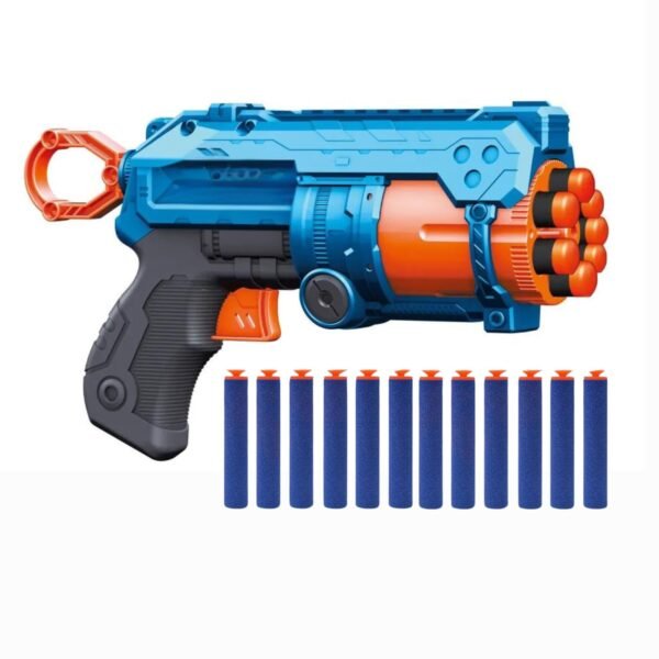 Soft Bullet Gun Toy with 12 Safe Soft Foam Bullets, Fun Target Shooting Battle Fight Game for Kids Boys Automatic Chamber Revolution,Multicolor
