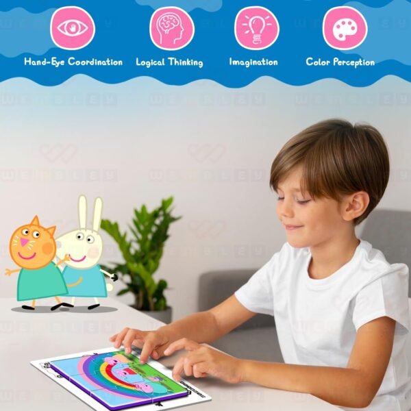 Wembley Peppa Pig - 3 in 1 Jigsaw Magnetic Puzzle for Kids 3+ Years Educational Fun Learning DIY Creative Activity Set Dot-to-Dot Sketching Includes 3 Puzzles, 1 Board, Sketch Pen & Duster - Image 6