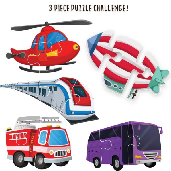 Transport Puzzle Box for Kids - 60 Piece Transport Jigsaw & Toddler Puzzles with 1 Board Book-Educational Toy for Cognitive Development | Return & Birthday Gifts by Majestic Book Club - Image 4