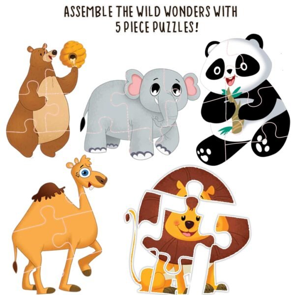Animal Puzzle for Kids - 60 Piece Animals Jigsaw & Toddler Puzzles with 1 Board Book,Educational Toy for Cognitive Development | Fine-Motor Skills | Age 2+ by Majestic Book Club - Image 6