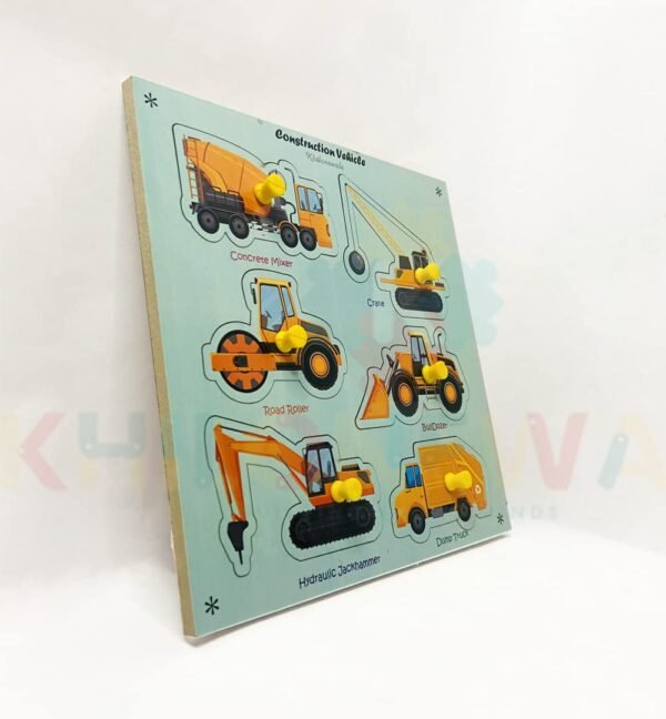 Wooden Cutting Puzzles for Kids Ages 1-5 Years Old, Construction Vehicles Kids Puzzles, Learning Toys Educational Gift for Girls and Boys - Image 5