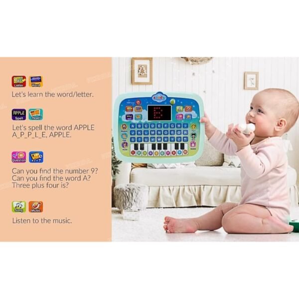 VikriDA Educational Learning Kids Laptop Tablet Computer Plus Piano with led Screen Music Fun Toy Activities for Kids Toddlers to Learn Alphabet ABC/Numbers/Words (Age 1-6 Year Old) - Image 5