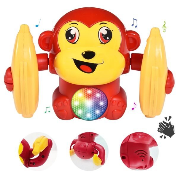 Wembley Dancing Monkey Musical Toy for Kids Baby Spinning Rolling Doll Tumble Toy with Voice Control Musical Light and Sound Effects with Sensor - ISI Mark - Multicolor - Image 5