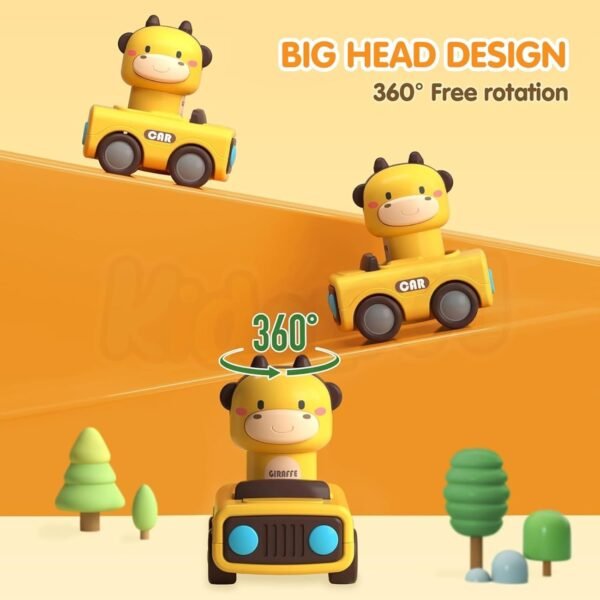 Kidology Press & Go Friction-Powered Cars for Toddlers – Animal Mini Racing Car, Push & Go Vehicle for Early Learning, Fun Toy for 0-3 Years Babies & Kids - Pack of 1 (Random Character) - Image 5