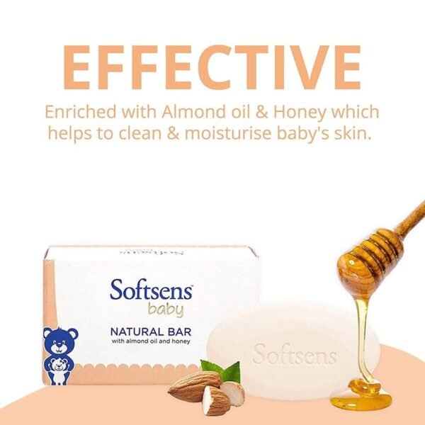 Softsens Baby Natural Bar Soap with Honey, Orange & Natural Almond Oil,Natural Milk Cream,Shea Butter Soaps x 100g (Pack of 2) - Image 2
