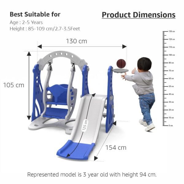 Amazon Brand - Solimo 3-in-1 Penguin Slide & Swing for Indoor & Outdoor Use | for Kids 2-5 Years Old | Safe & Fun | Ideal for Boys & Girls | Toy for Kids | Easy Assembly - Image 3