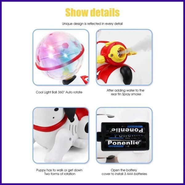 Toys Treasure Dancing Dog Musical Toys for 1 + Year Old Toddlers Babies Walking Toys for Kids with Mist Smoke Spray Flashing Light Sound 360° Rotating Baby Toys Kids Toys for 2-5 Years - Image 5