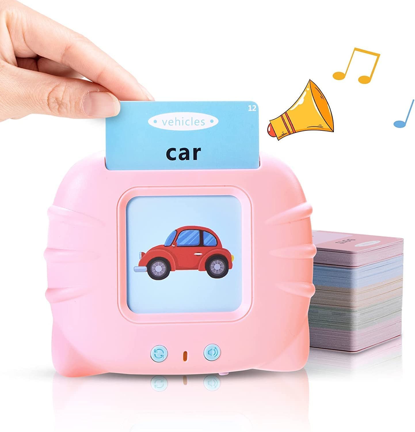 Generic Toys for 1-5 Years Old: 112 Talking Baby Flash Cards, Pink, 224 Words, Autism Toys, Speech Therapy, Everyday Concepts, Large Plastic Cards, Unisex, Pastel/Pink