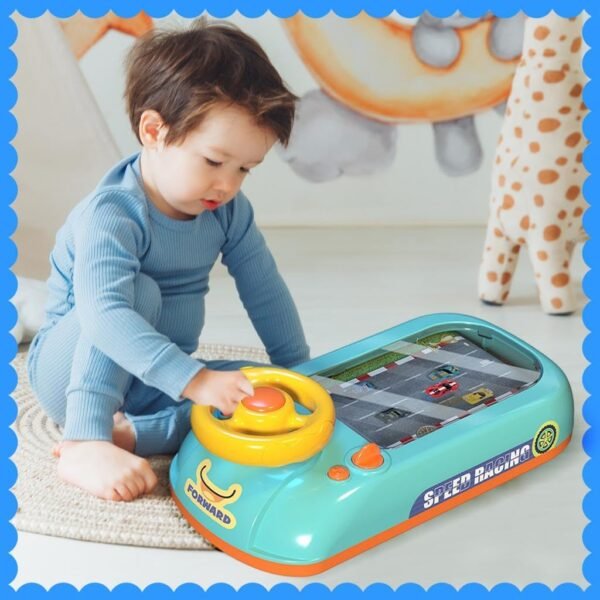 bnf® Simulation Steering Wheel Toy with Sound and Light Interactive for Girls Dark Blue - Image 3