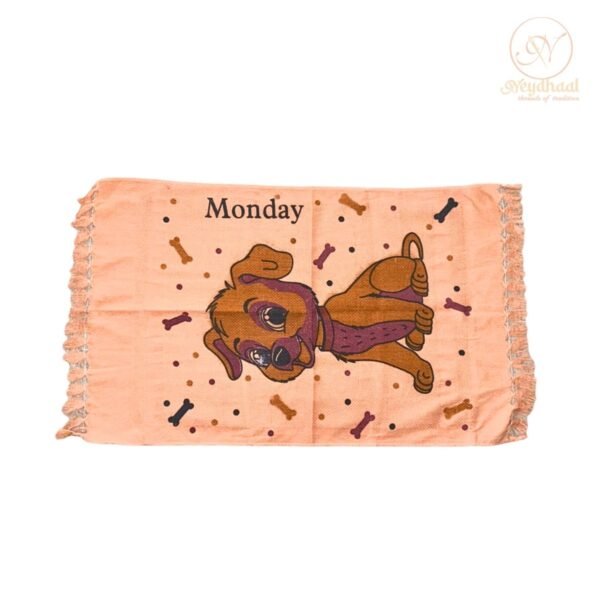 Weekday Name Kids Lunch Towels- Quick Dry|Lightweight|Ultra Soft Cotton| Fun Cartoon Images Printed|Multicolor|Napkins|Face Reusable|for School Children|Picnic|Non- Slip (Pack of 12) - Image 3