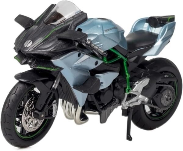 Police Motorcycle Toy - Pull Back Motorcycle Toys, Tiny Gift with Music Lighting, Latte Motorcycles Toy for Kids Boys Age 3-8 Year Old [Multicolor] (1:12 Scale Kawasaki Ninja H2R-Silver) - Image 4