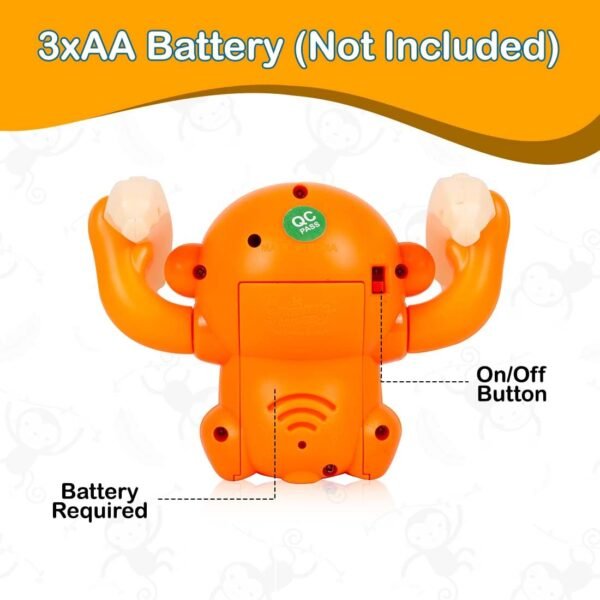 Gooyo GY-2020 Battery Operated Voice Control Monkey Toy with Musical, Dancing,Spinning,Rolling and Sensor Feature for Gifts/Kids/Babies/Boys/Girls|Orange Color,Power Source:3xAAA Battery(Not Included) - Image 4