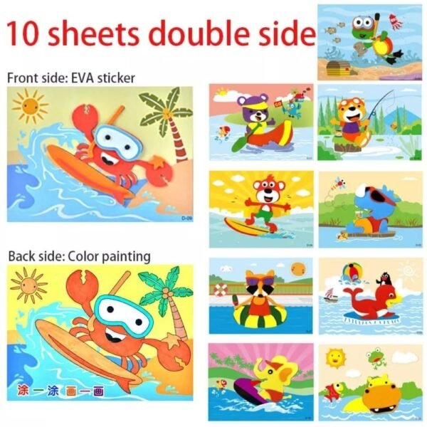 Tiny Toys EVA Foam Stickers 3D Puzzles, Art & Craft Kits for Toddlers and Preschoolers - Double Sided Colour & Sticker Fun - Mess Free DIY Activity for 4-8 Year Old Boy/Girls - Image 4