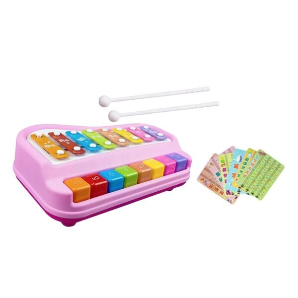 Toy 2 in 1 Baby Piano Xylophone Toy Instruments Toy for 0-3 Years Old Girls Boys Pink - Image 4