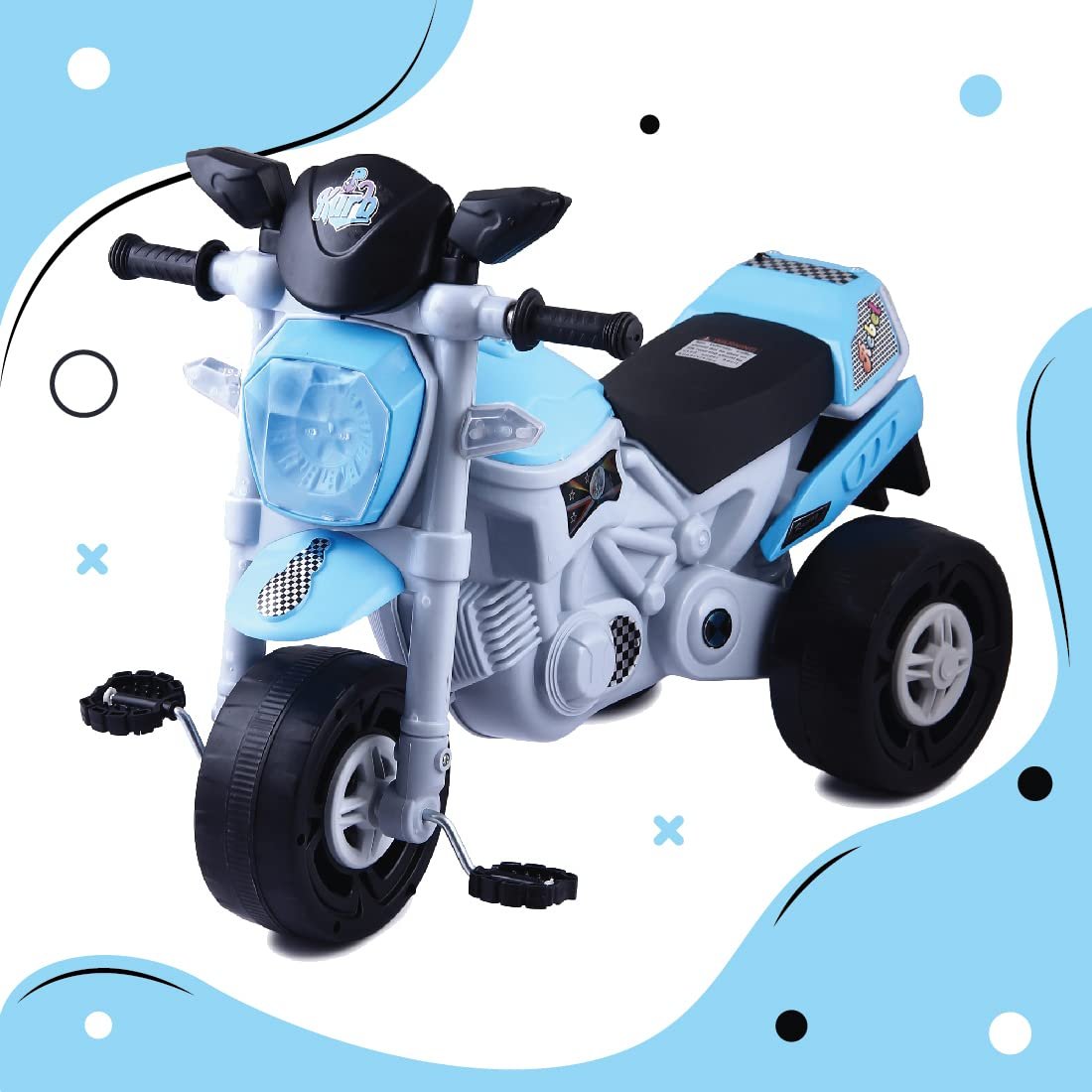 KURB Rebel TRIKES for Kids| Tricycle for Toddlers 1-5 Years | Boys & Girls | Smart Plug N Play | Bullet Tricycle with Light & Music| Capacity Up to 30Kgs Wheels - Blue