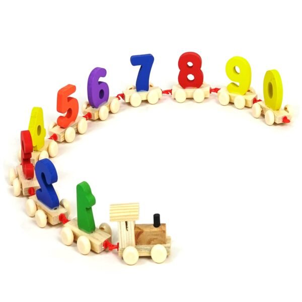 ADA Handicraft Wooden Digits 0 to 9 Number Train | Digits Number 0 to 9 Wooden Toy Train for Early Educational Kids (Multicolor)