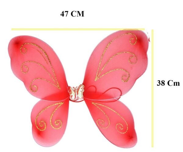 Fairy Butterfly Wings with Matching Hair Band and Magic Wand Costume for Baby Girls Birthday Party/Princess Accessories/Party Gift for Kids/Party Supplies (Pack of 1,Red) - Image 2
