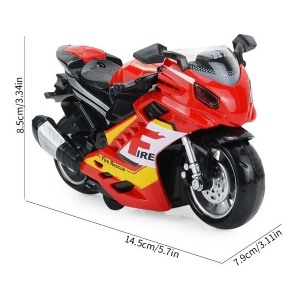 Police Motorcycle Toy - Pull Back Motorcycle Toys, Tiny Gift with Music Lighting, Latte Motorcycles Toy for Kids Boys Age 3-8 Year Old [Multicolor] (Sport Bike-Green) - Image 3