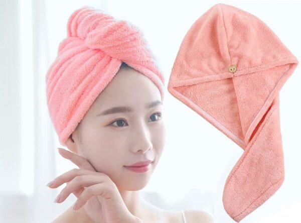 Microfiber Hair Wrap Super Absorbent Ultra Soft Turban Hair-Drying Quick Bath Shower Caps Magic Bathrobe Hair Warp Salon Head Towel for Women and Girls (Purple) - Image 2