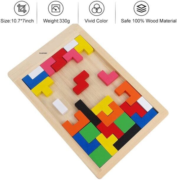 Wooden Russian Blocks Puzzles for Kids Adults, Wood Intelligence Jigsaw Brain Teasers Toy Educational Gift for Children Age 5-10 Years - 40 Pcs - Image 4