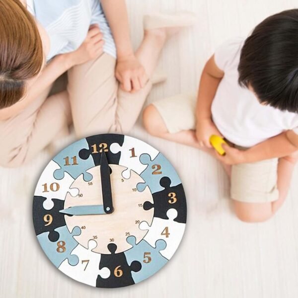 bnf® Wooden Clock Learning Puzzle with Numbers for Girls Boys Baby Children Blue Baby | Toys for Baby | Developmental Baby Toys - Image 2
