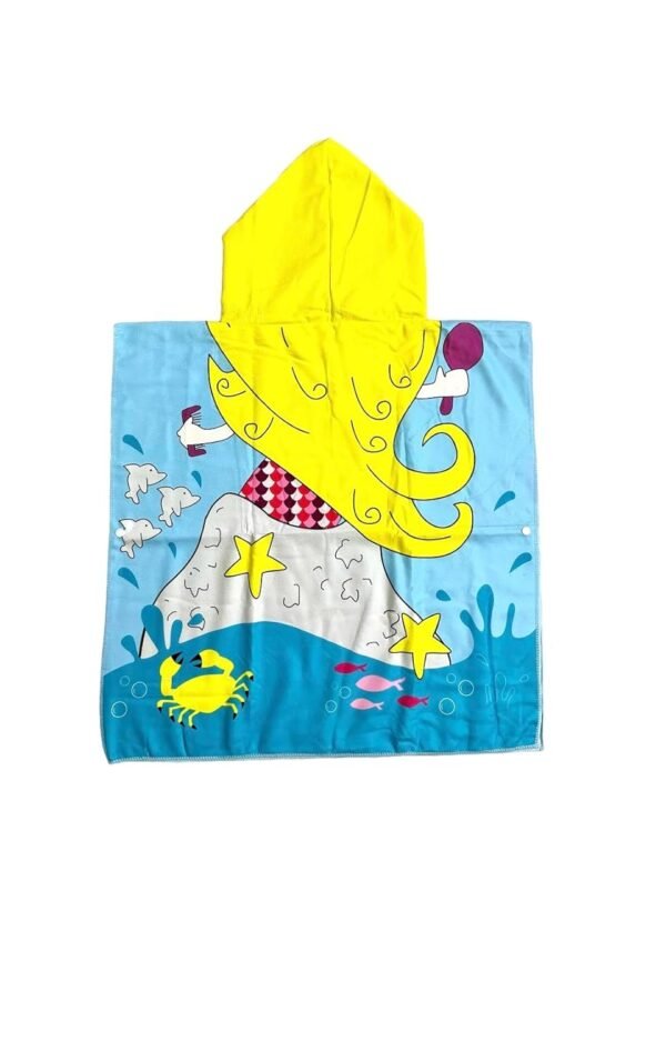 W2S Printed Hooded Poncho Bath Towels for Kids. Soft Absorbing Cartoon Printed Towels Full Size. 0-6 yrs, Size: 60x120 cm. (Astronaut) - Image 5