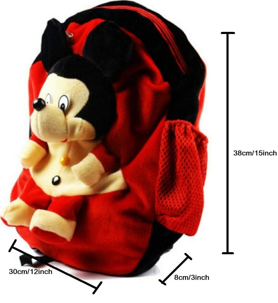 Cute Kids Backpack Toddler Bag Plush Animal Mickey Mouse Cartoon Character Mini Travel Bag for Baby Girl Boy 1-5 Years Red Color