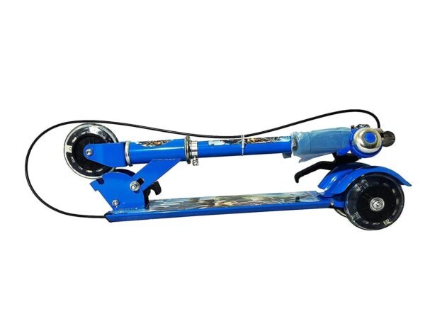 Kick Scooter for Kids 3 Wheeler Foldable Kick Skating Cycle with Brake and Bell, LED on Wheels and Height Adjustable for Boys and Girls for 3-7 Years (Blue) - Image 3