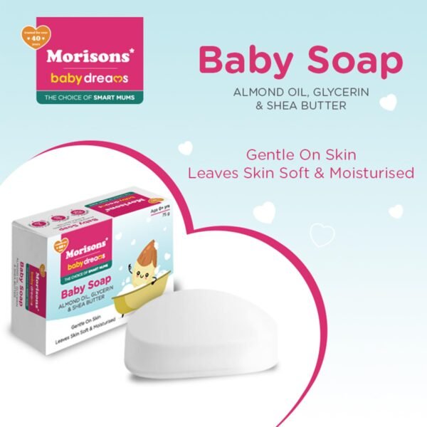 Morisons Baby Dreams Moisturising Baby Bathing Soap with Almond oil & Glycerine,75 gm (Pack of 4) - Image 6