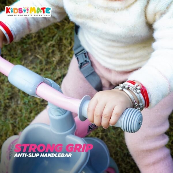 Kidsmate Starlight Premium Cycle for Kids Cycle 2-5 Years - Tricycles for Boy&Girl - Baby Cycle -Bicycle for Kids| Bike for Kids with Eva Wheel,Bell&Basket for Toys -Tricycle 30Kg Capacity (Pink) - Image 6