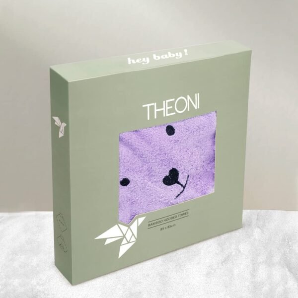 THEONI Hooded Bamboo Towel for Kids – Ultra Soft & Super Absorbent Cotton Towel, Breathable and Skin-Friendly, Perfect for Newborns, Infants, and Toddlers, 85x85 cm, 400 GSM (Purple) - Image 5