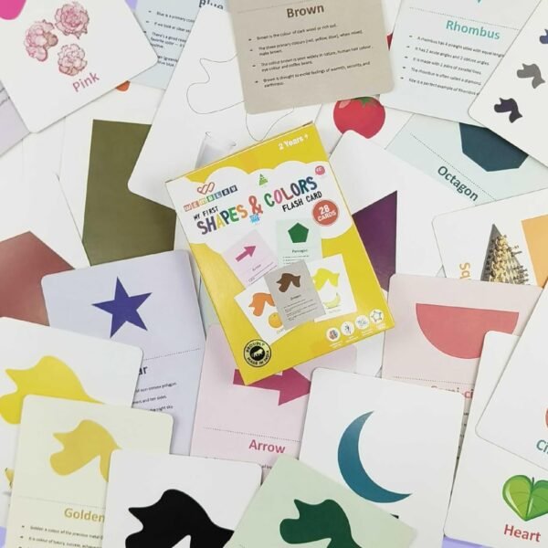 Wembley Flash Cards for Kids Toys 1 2 3 4 5 Years Babies Boys Girls | Educational Preschoolers Montessori Early Learning Flash Cards – Color & Shapes, Set of 28 Cards - Image 2