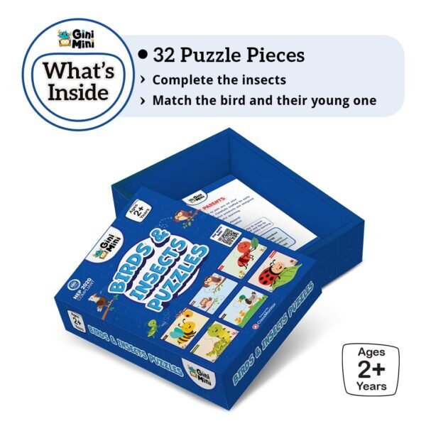 Birds & Insects Puzzle for Kids 2 3 4 5 Years | Educational 2 Piece Puzzle for Memory & Motor Skills | Return & Birthday Gifts for Boys & Girls - Image 4