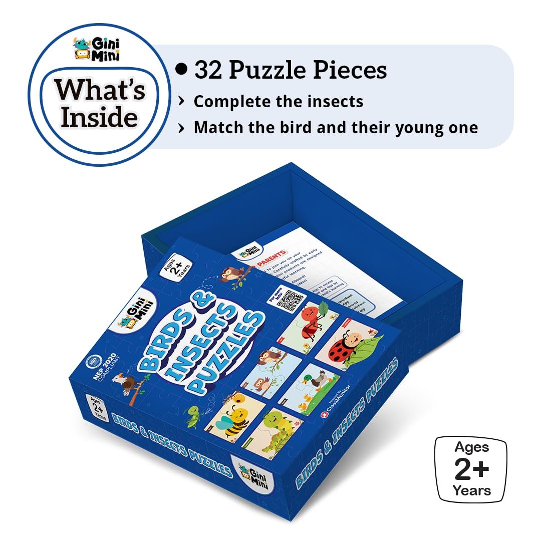 Birds & Insects Puzzle for Kids 2 3 4 5 Years | Educational 2 Piece Puzzle for Memory & Motor Skills | Return & Birthday Gifts for Boys & Girls - Image 4