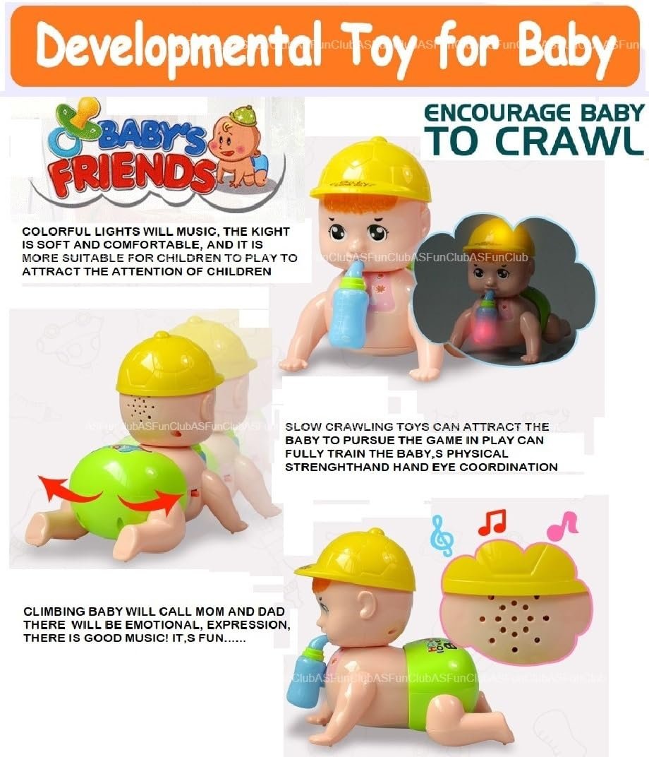 FunClub Crawling Baby Toy for Babies Kids Musical Toy for Kids Baby Doll Toy Crawling Toy for 6 Month Old Baby Musical Toy for Infants Musical Toy for Babies with Light Sound Toy Moving Toys-Best Gift - Image 4