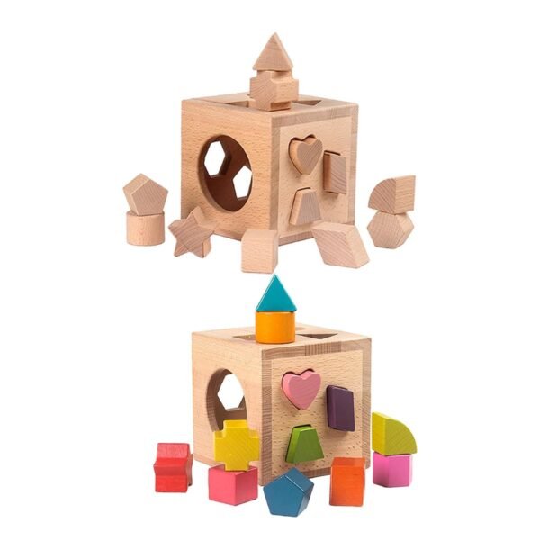 Toy Shape Sorter Intelligence Box Shape Recognition Shape Sorting Box Girls Kids Wood - Image 6