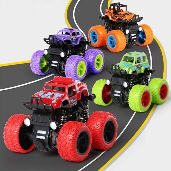 Big Size Monster Truck Friction Powered Cars Toys, 360 Degree Stunt 4wd Cars Push go Truck for Toddlers Kids Gift (Pack of 2 Car) (Multi-Color) - Image 5
