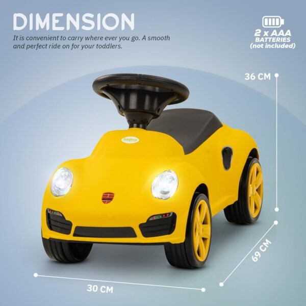 Baybee Bolt Push Ride on Car for Kids 1-3 Years, Baby Rideons With Music, Light & Comfort Seat | Push Cars Toys for Toddlers | Boys Girls Drive Car (Yellow) - Image 3