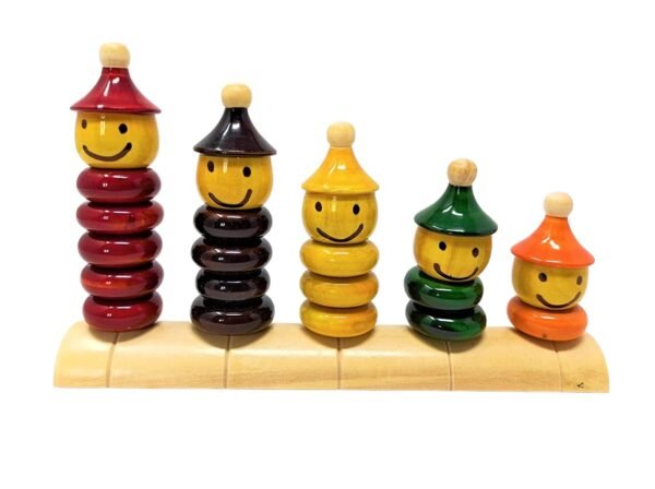 Match & Stacking Wooden Ring Tower - Educational Toy for Toddlers (1 Year and Above) - 15 Multicolor Rings - Eco-Friendly Wooden Toy - Preschool Learning