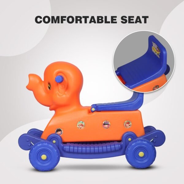 Elephant Rider for Kids 1-3 Years Old 2-in-1 Rocker/Ride-Ons & Wagons Non Battery Operated Rideon (Orange & Blue) - Image 6