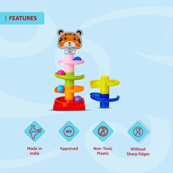 Amazon Brand - Jam & Honey | Rolling and Swirling Ramp Drop Toy for 3-4 Year Kids | 5 Layers. 4 Balls - Image 4