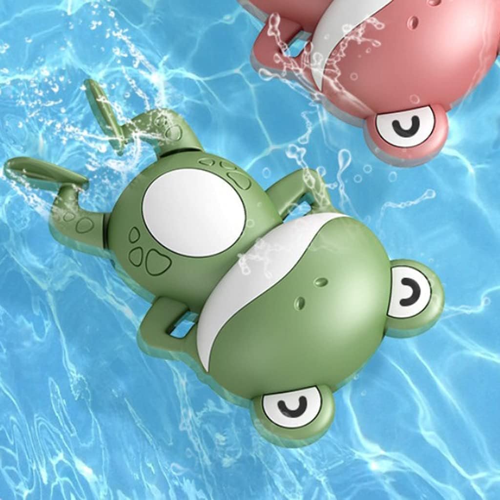 COSMOBABY Premium Bath Toys, Floating Wind Up Toys for 1-5 Year Old Boy Girl, New Born Baby Bathtub Water Toys, Preschool Toddler Pool Toys Frog (Pack of 2) Proudly Made in India - Image 3