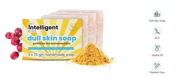 Tuco® Kids Bye, Dull Skin Soap Pack of 3X75gm with Turmeric, Shea Butter & Coconut Oil | Perfect for Dull & Sensitive Skin | Paraben & Sulphate Free | Ages 2-5, 5-10, 10-15 | 3x 75gm - Image 2