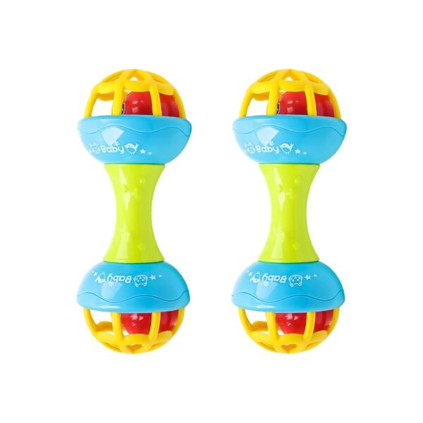 WISHKEY Plastic Colorful Rattles for Infants, BPA Free Non-Toxic Shake & Grab Toys for New Born Babies, Early Age Toys for Kids, 0-6 Months, Multicolor (Pack of 2)