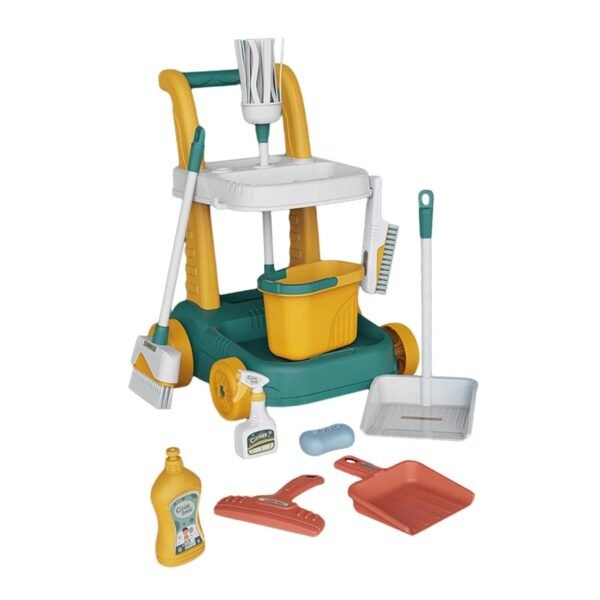 Toy Kids Cleaning Set Housekeeping Tools for Toddlers Children Ages 3+ Years Old Style B Green - Image 4